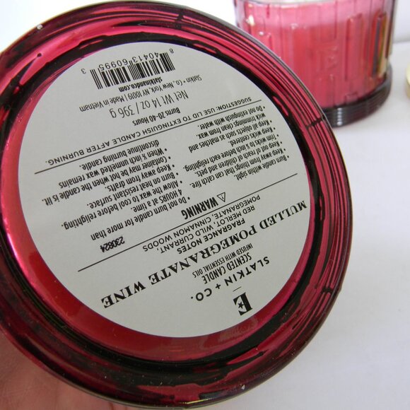 NEW Elton John by Slatkin + Co. S/2 14oz Mulled Pomegranate Wine Candles - Picture 3 of 3